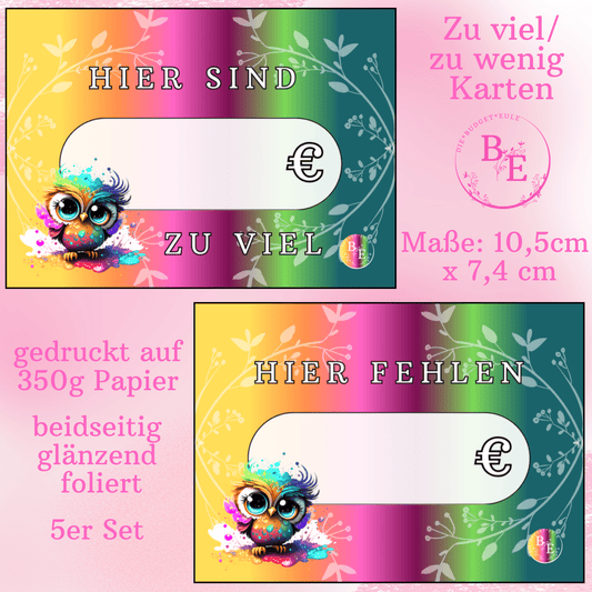 Zu viel/zu wenig Karten 5er Set