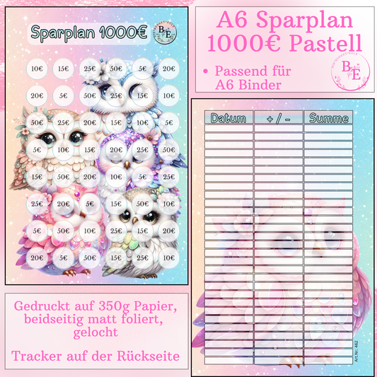 A6 1000€ Sparplan Pastell