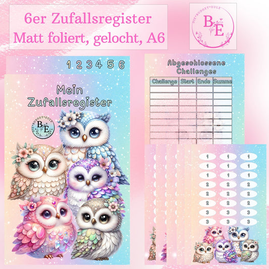 A6 6er Zufallsregister Regenbogen Pastell