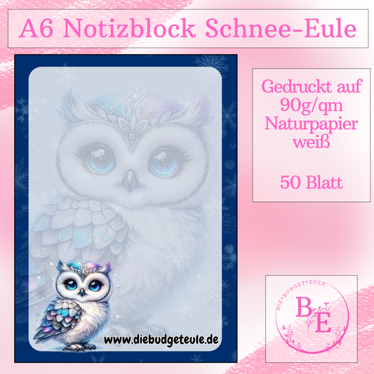 Notizblock A6 Schneeeule